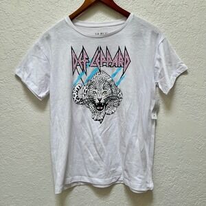 NWT Girls Def Leppard 1987 Retro Cover‎ Graphic T Shirt Vivid White XXL 18